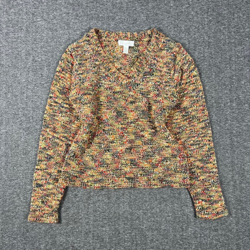 Dressbarn V-Neck Confetti Knit Sweater Women Small Boho Whimsigoth Granola